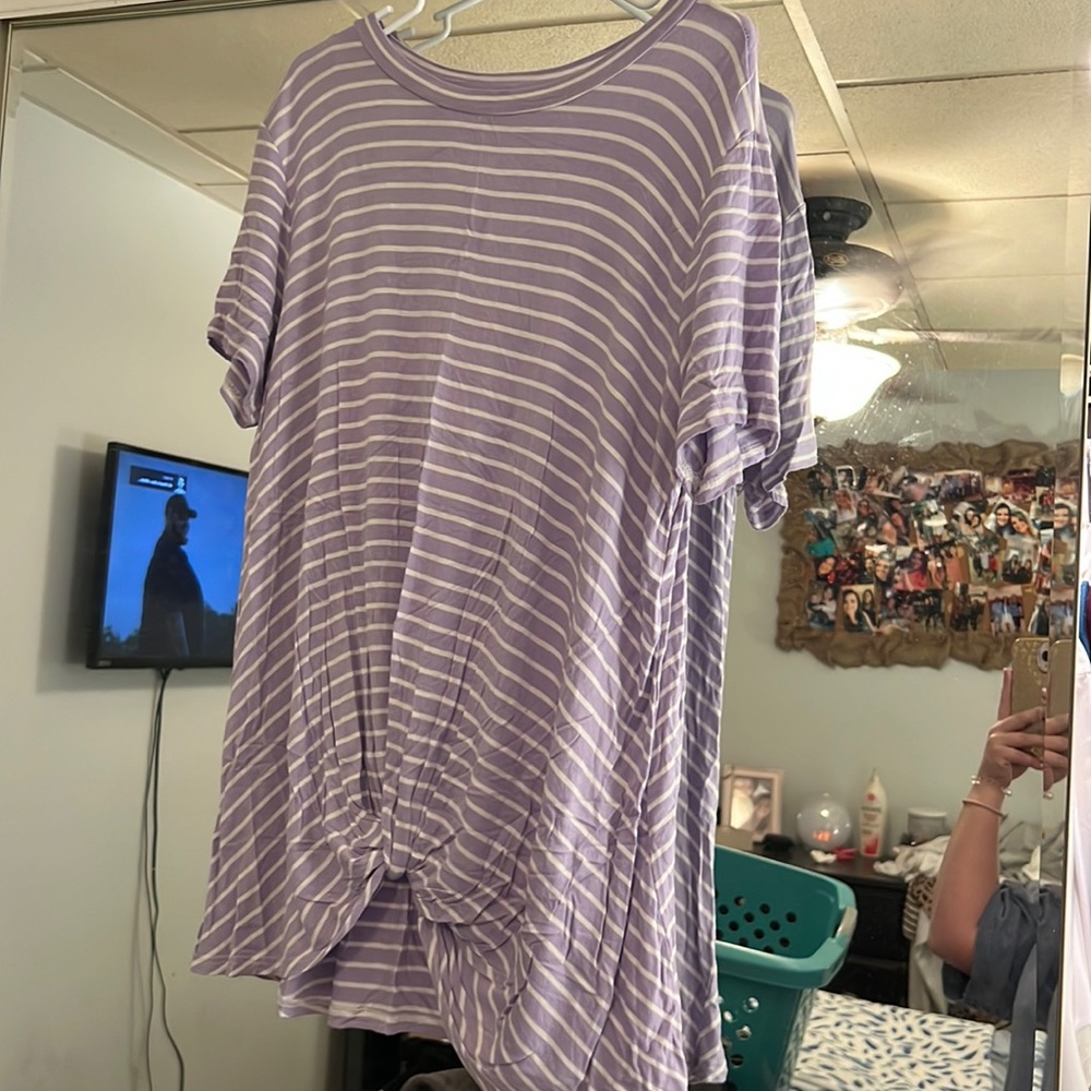 Lilac and white striped boutique top